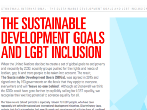 Stonewall International: Sustainable Development Goals and the LGBT Inclusion.