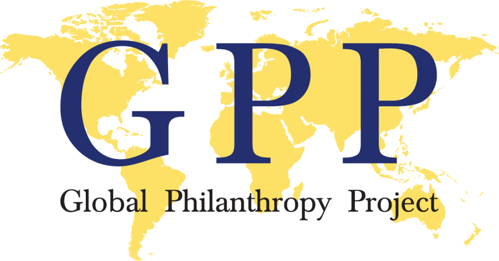 Global Philanthropy Project logo, which shows GPP's name in blue text overlaid in front of a yellow icon of a global map.